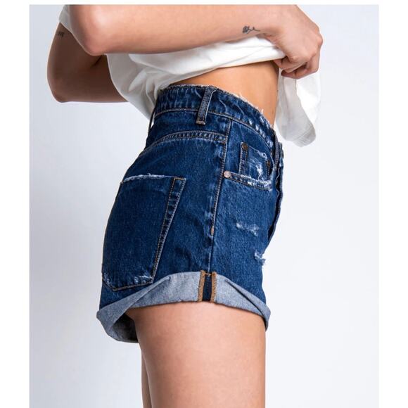 ONE TEASPOON Bandits High Waisted Jean Denim Shorts - Picture 3 of 7